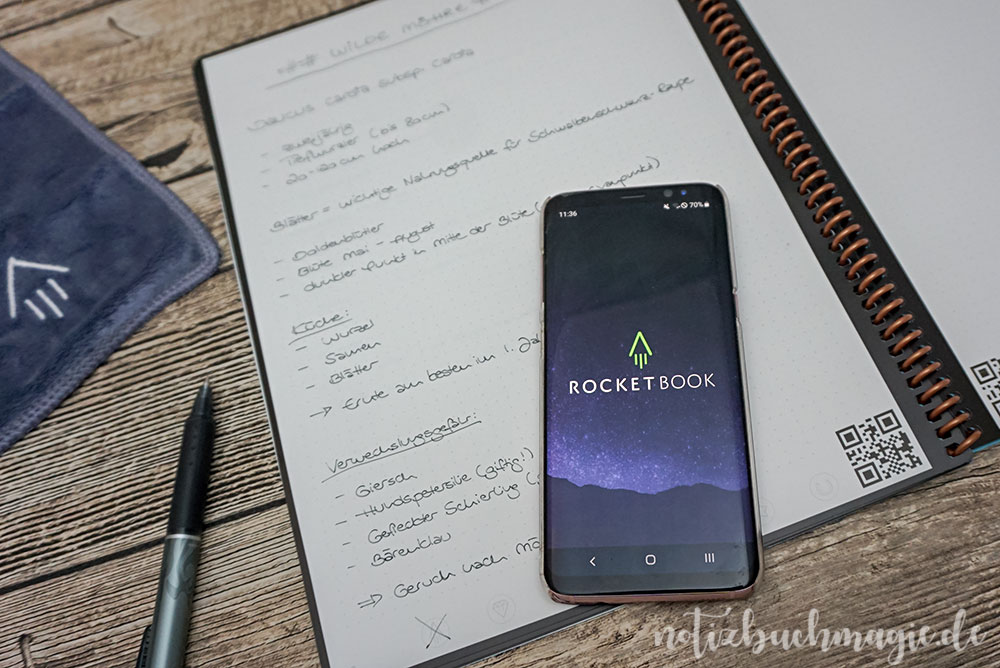 Die Rocketbook-App zum Digitalisieren der Notizen