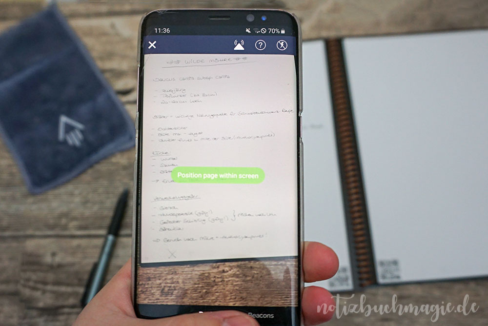 Die Rocketbook-App zum Digitalisieren der Notizen