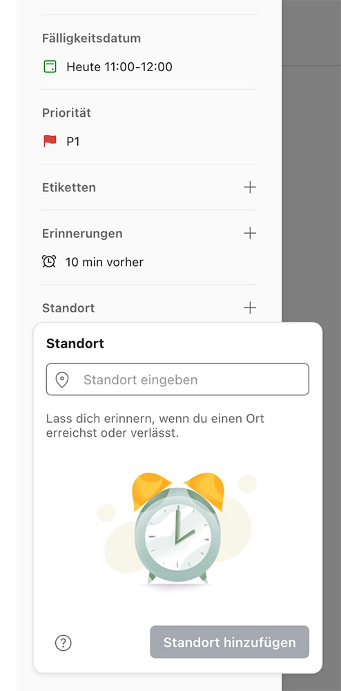 Erinnerungen in Todoist